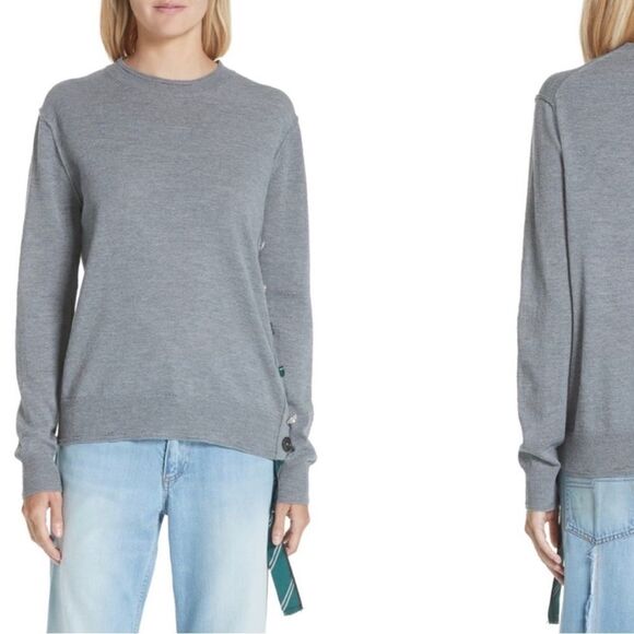 Marc Jacobs Sweater gray 100% wool silk long sleeve embellished buttons size XS - Picture 1 of 9